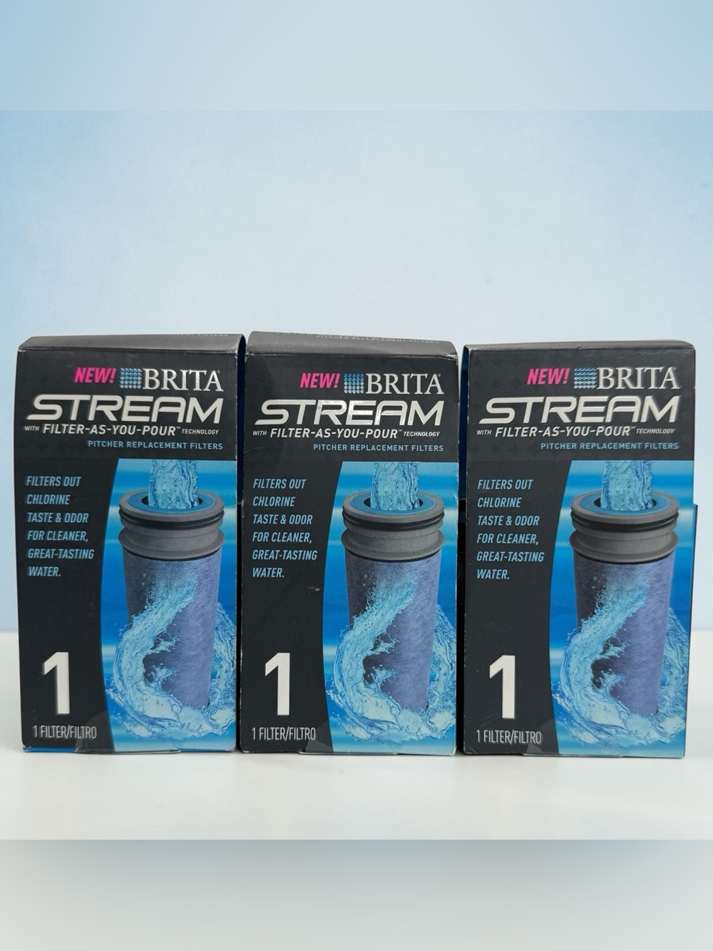 Brita Stream Water Filter Replacement 3 Pack BPA Free 40 Gallon Pitcher